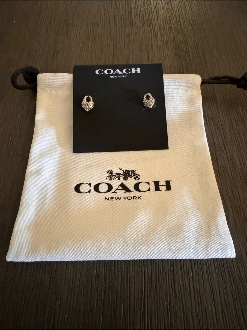 Authentic Brand New Coach Silver Mini Lock Earrings - Picture 3 of 4